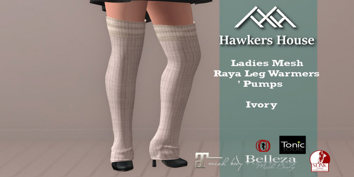 (HH* Ladies Mesh Raya Leg Warmers Ivory