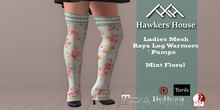 (HH* Ladies Mesh Raya Leg Warmers Mint Floral