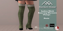 (HH* Ladies Mesh Raya Leg Warmers Pesto