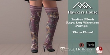 (HH* Ladies Mesh Raya Leg Warmers Plum Floral
