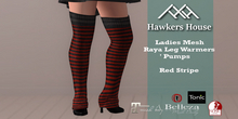 (HH* Ladies Mesh Raya Leg Warmers Red Stripe