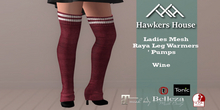 (HH* Ladies Mesh Raya Leg Warmers Wine