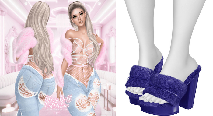 Lush - Glam Doll Fluffy Slippers Navy