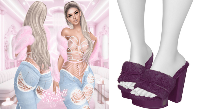 Lush - Glam Doll Fluffy Slippers Merlot