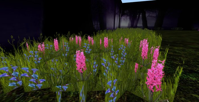 ALMOST FREE! WHIMSY 1 PRIM BLUE/PINK "IN THE MEADOW" FLOWERS-COPY MOD
