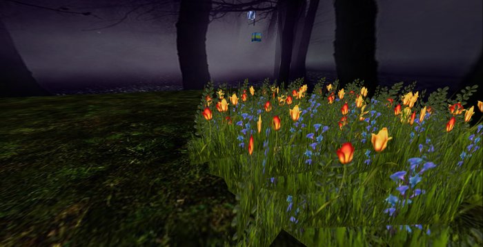 ALMOST FREE! WHIMSY 1 PRIM BLUE & YELLOW  "IN THE MEADOW" FLOWERS-COPY & MOD