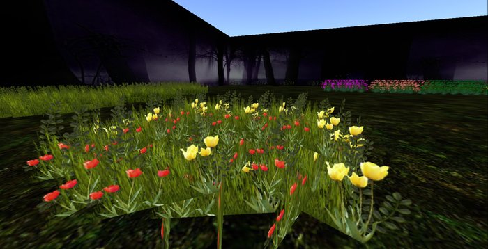 ALMOST FREE! WHIMSY 1 PRIM YELLOW AND RED "IN THE MEADOW" FLOWERS-COPY MOD