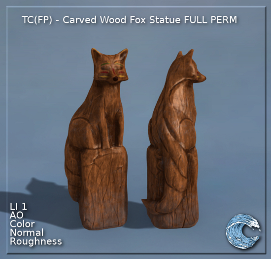 TC(FP) - Carved Wood Fox Statue FULL PERM