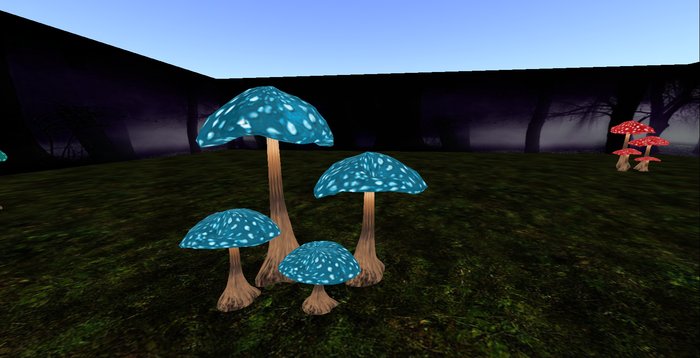ALMOST FREE! Whimsy's BUMPY AQUA Mushroom Family-4 PRIM-MOD COPY