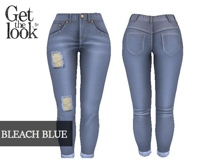 TORN STRAIGHT LEG JEANS-BLEACH-MAITREYA LARA & LARAX-BELLEZA ISIS & FREYA & VENUS-LEGACY-EBODY REBORN-SLINK-CLASSIC