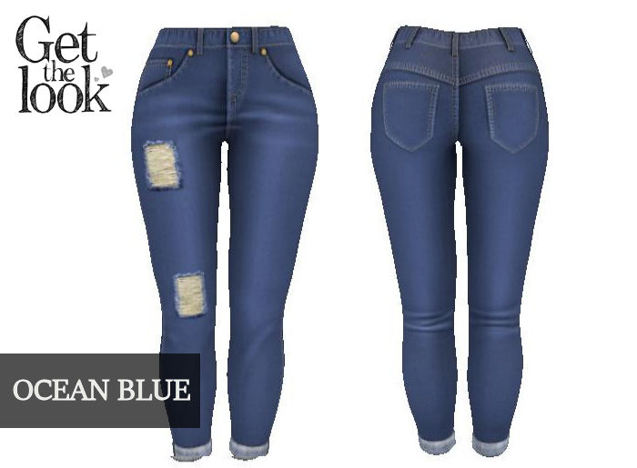 TORN STRAIGHT LEG JEANS-OCEAN-MAITREYA LARA & LARAX-BELLEZA ISIS & FREYA & VENUS-LEGACY-EBODY REBORN-SLINK-CLASSIC