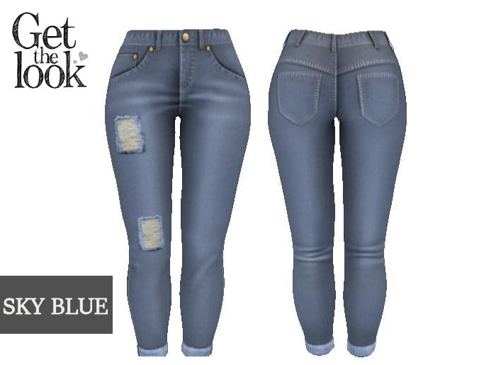 TORN STRAIGHT LEG JEANS-SKY-MAITREYA LARA & LARAX-BELLEZA ISIS & FREYA & VENUS-LEGACY-EBODY REBORN-SLINK-CLASSIC