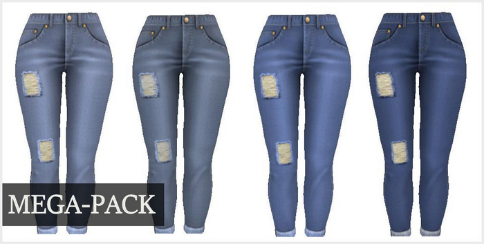 TORN STRAIGHT LEG JEANS-MEGAPACK-MAITREYA LARA & LARAX-BELLEZA ISIS & FREYA & VENUS-LEGACY-EBODY REBORN-SLINK-CLASSIC