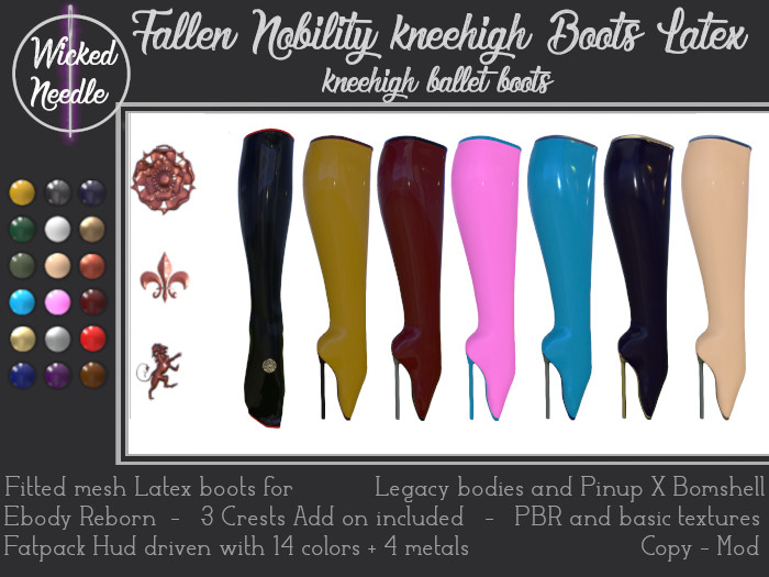 ~W-N~ Fallen Nobility kneehigh ballet boots latex PBR