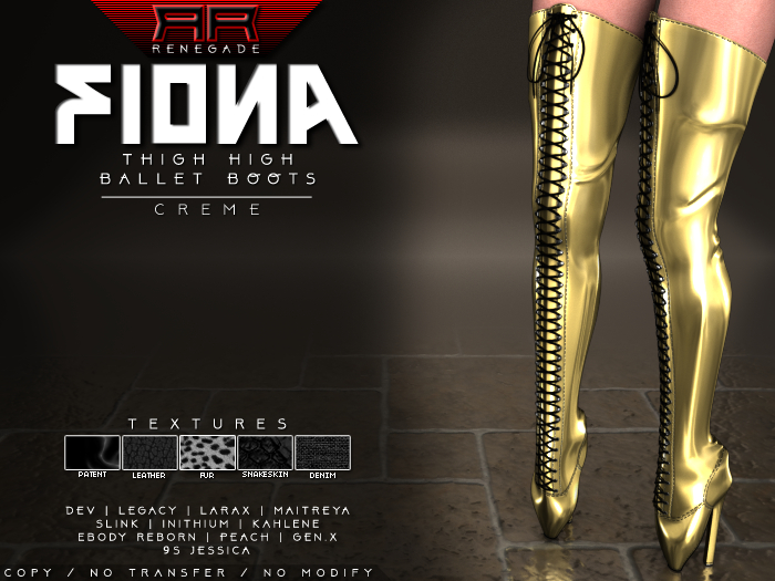 Second Life Marketplace [Renegade] Fiona Thigh High Ballet Boots Creme