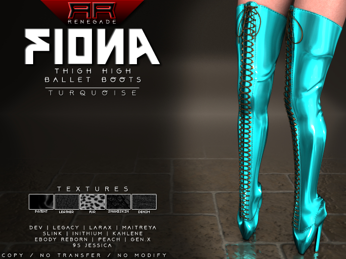[Renegade] Fiona Thigh High Ballet Boots - Turquoise