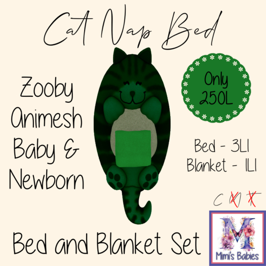 {M} Green Purrfect Nap Spot Zooby Animesh Sleep