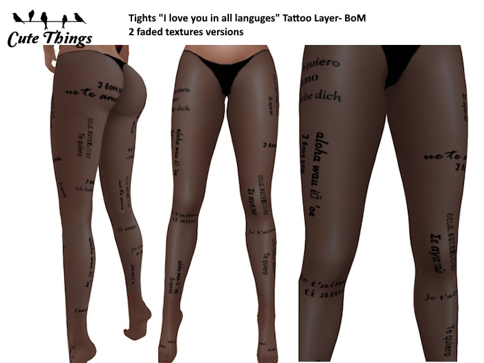 [CT] Tights  "I love you in all languages" - Tattoo Layer - BoM