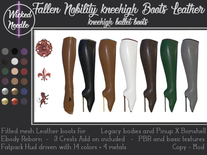 ~W-N~ Fallen Nobility kneehigh ballet boots leather PBR