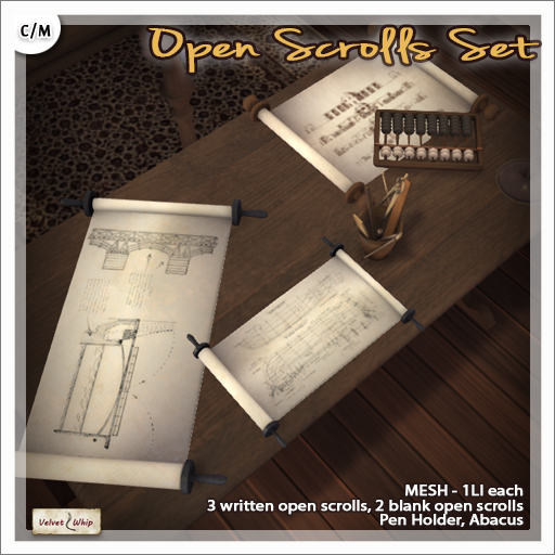 Second Life Marketplace - [V/W] Open Scrolls Set - Includes Abacus ...