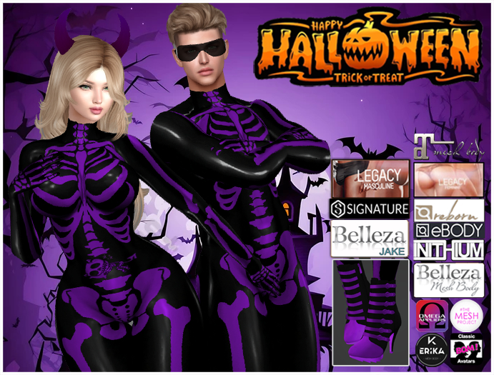 OKshop Skeleton Devil Purple