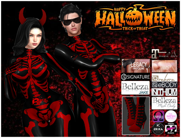 OKshop Skeleton Devil Red