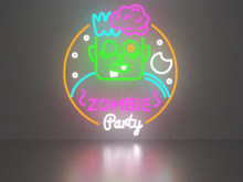 Zombie party 2 Halloween neon sign Full Permission