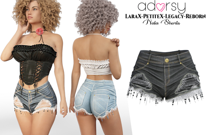 adorsy - Nala Denim Shorts Black - LaraX/PetiteX/Legacy/Reborn