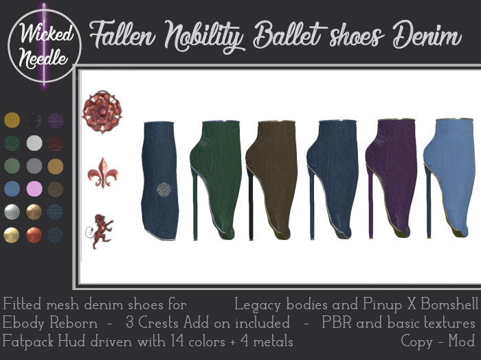 ~W-N~ Fallen Nobility ballet shoes denim PBR