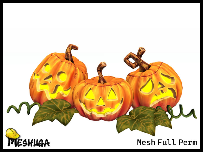 Meshuga Halloween Pumpkin Trio Dollarbie FULL PERM MESH