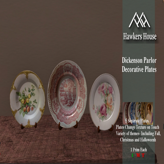 *HH* Dickenson Parlor Decorative Plates