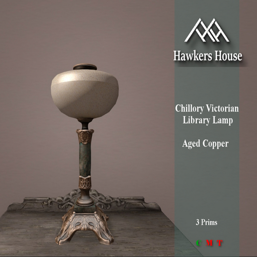 *HH* Chillory Victorian Library Lamp Aged Copper