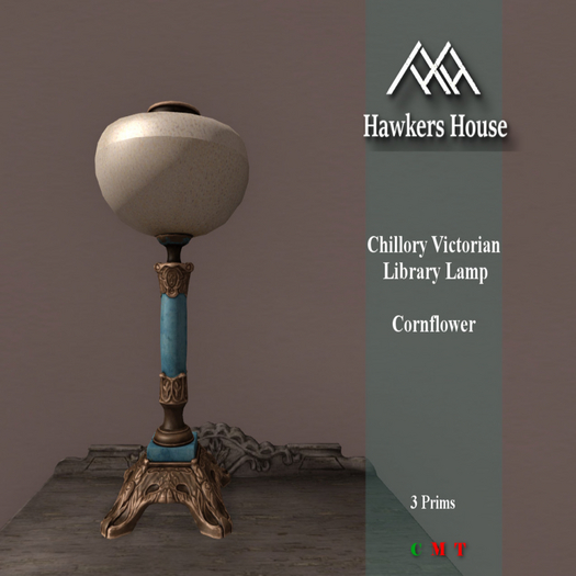*HH* Chillory Victorian Library Lamp Cornflower
