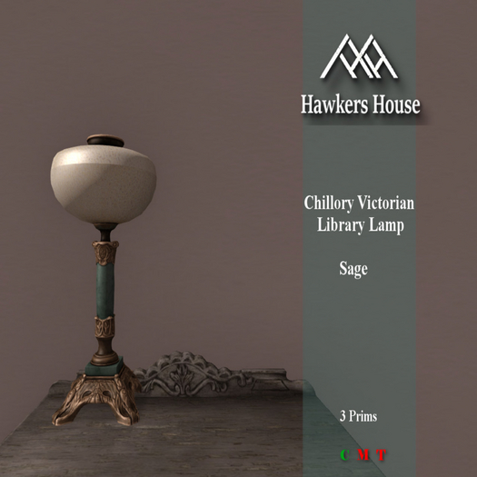 *HH* Chillory Victorian Library Lamp Sage