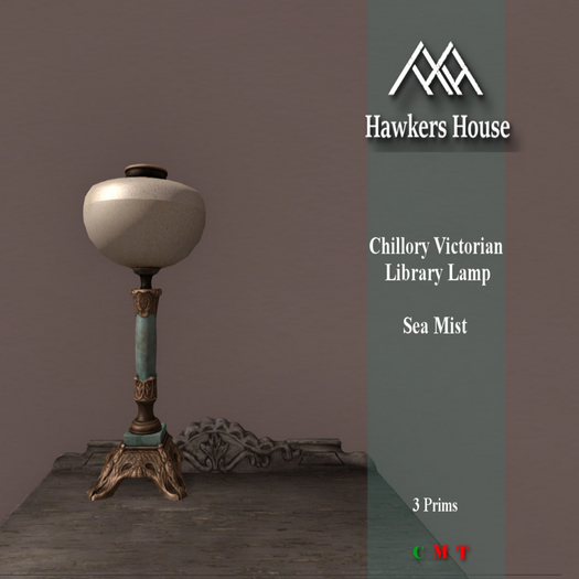*HH* Chillory Victorian Library Lamp Sea Mist