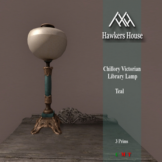 *HH* Chillory Victorian Library Lamp Teal
