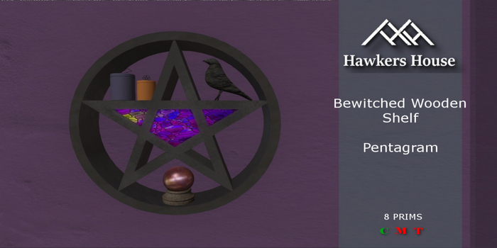 *HH* Bewitched Wooden Shelf Pentagram