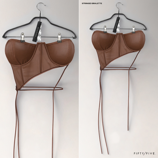 FIFTY/FIVE. "GLU" Stringed Bralette - Brown