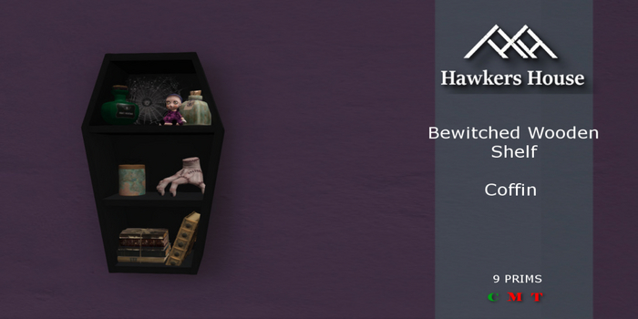 *HH* Bewitched Wooden Shelf Coffin