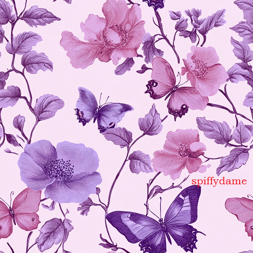 Butterfly Floral Pattern Tiling Texture Purple