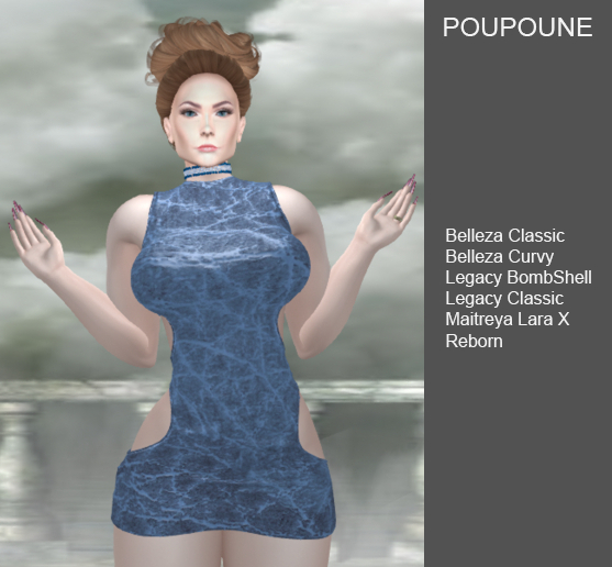 POUPOUNE Blue Leather Dress