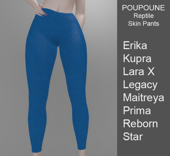 POUPOUNE Reptile Skin Blue Pants
