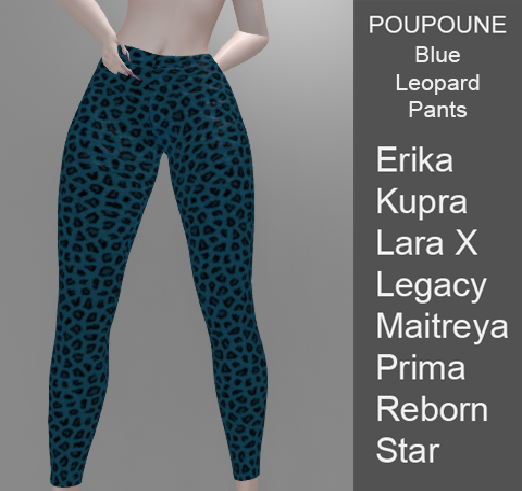 POUPOUNE Blue Leopard Pants