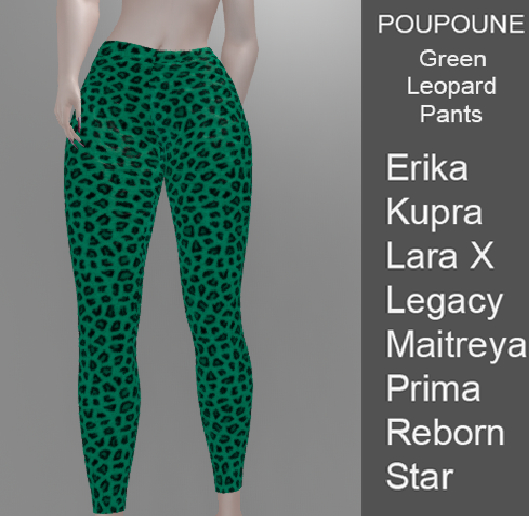 POUPOUNE Green Leopard Pants