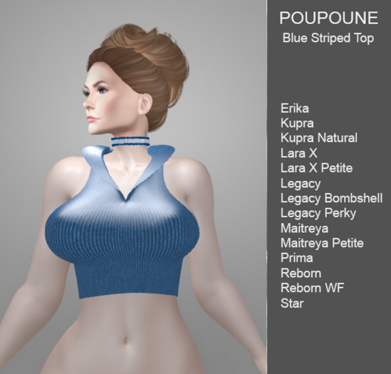 POUPOUNE Blue Striped Top