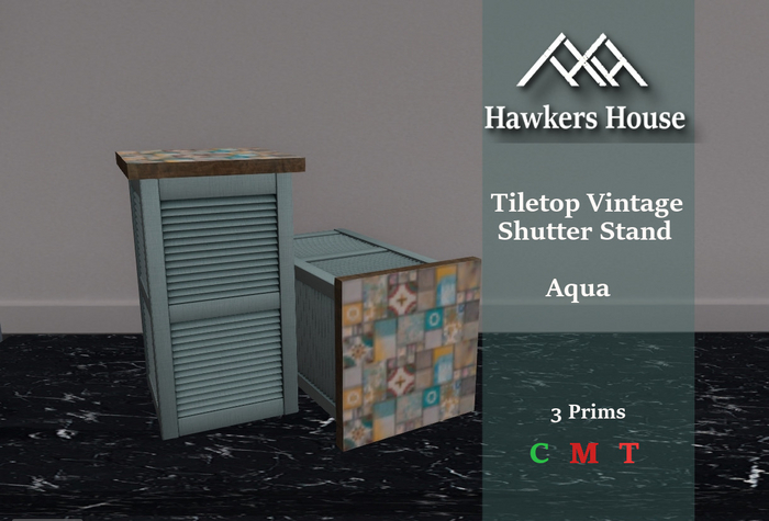 *HH* Tiletop Vintage Shutter Stand Aqua
