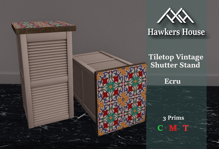 *HH* Tiletop Vintage Shutter Stand Ecru