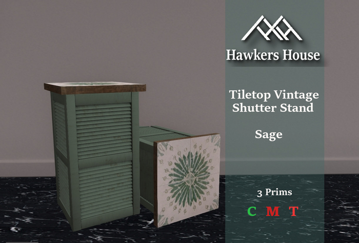 *HH* Tiletop Vintage Shutter Stand Sage