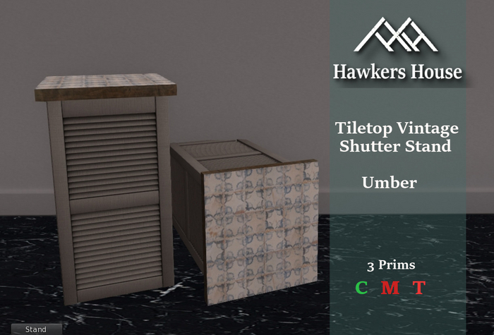 *HH* Tiletop Vintage Shutter Stand Umber