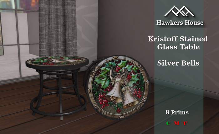 *HH* Kristoff Stained Glass Table Silver Bells